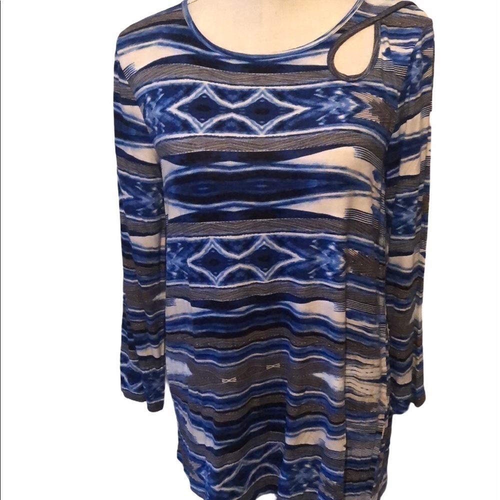 Peck& Peck peek a boo top, blue stripe, small